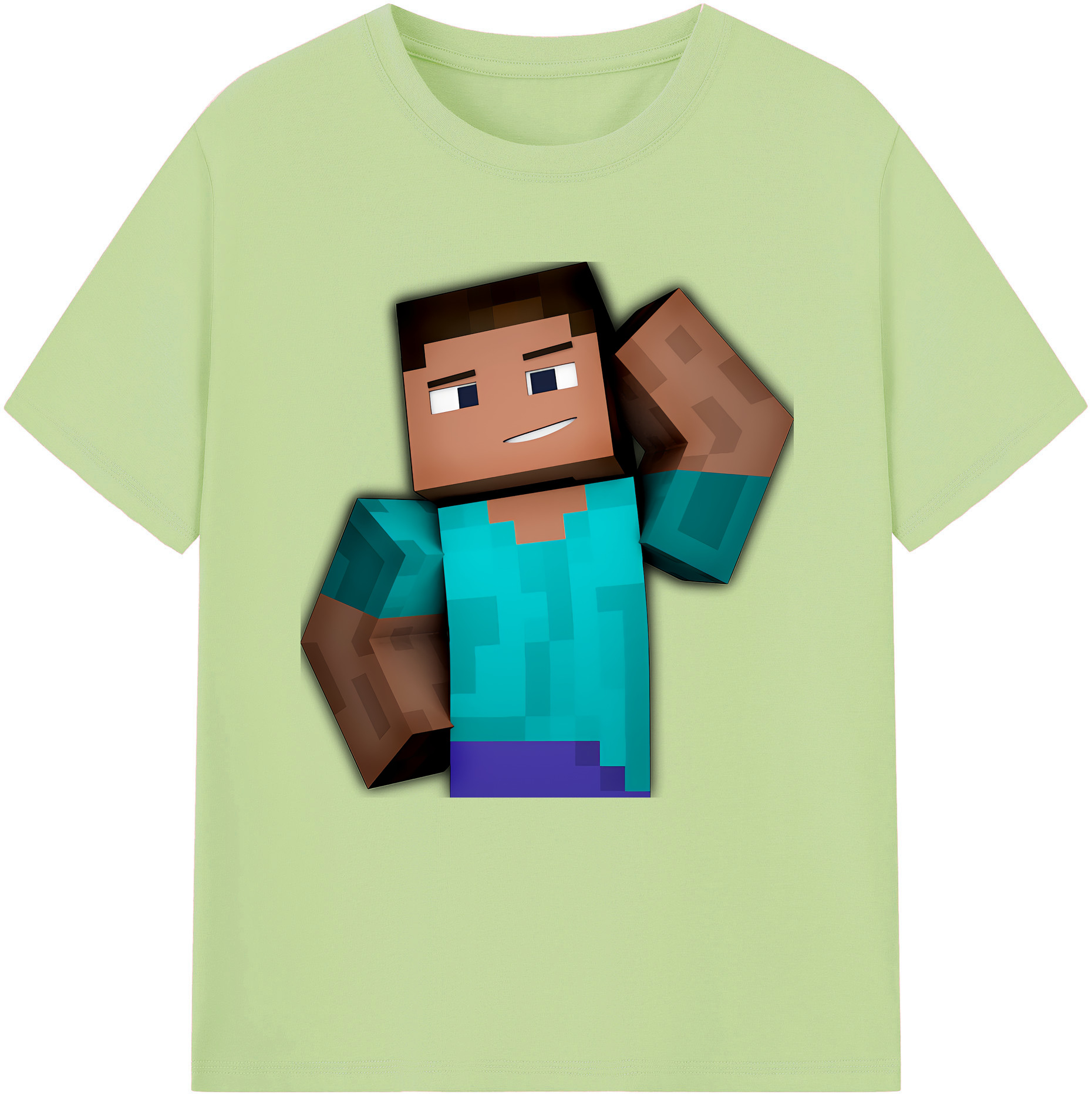 （画像用） マインクラフト ブロックの世界 Minecraft MC Block world 綿100％半袖Tシャツ（フロントプリント）